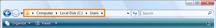 The new breadcrumb bar in Windows Vista's Explorer.